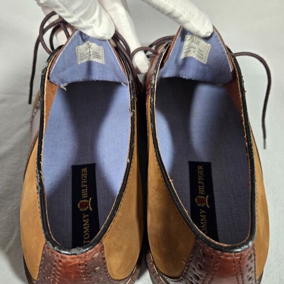 RARE Vintage 1985 TOMMY HILFIGUER Old Stock Brown Leather Oxford Shoes Men's 12M - Picture 14 of 17